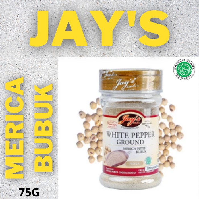 

JAYS BUMBU MERICA PUTIH BUBUK WHITE PEPPER 75G HALAL PREMIUM