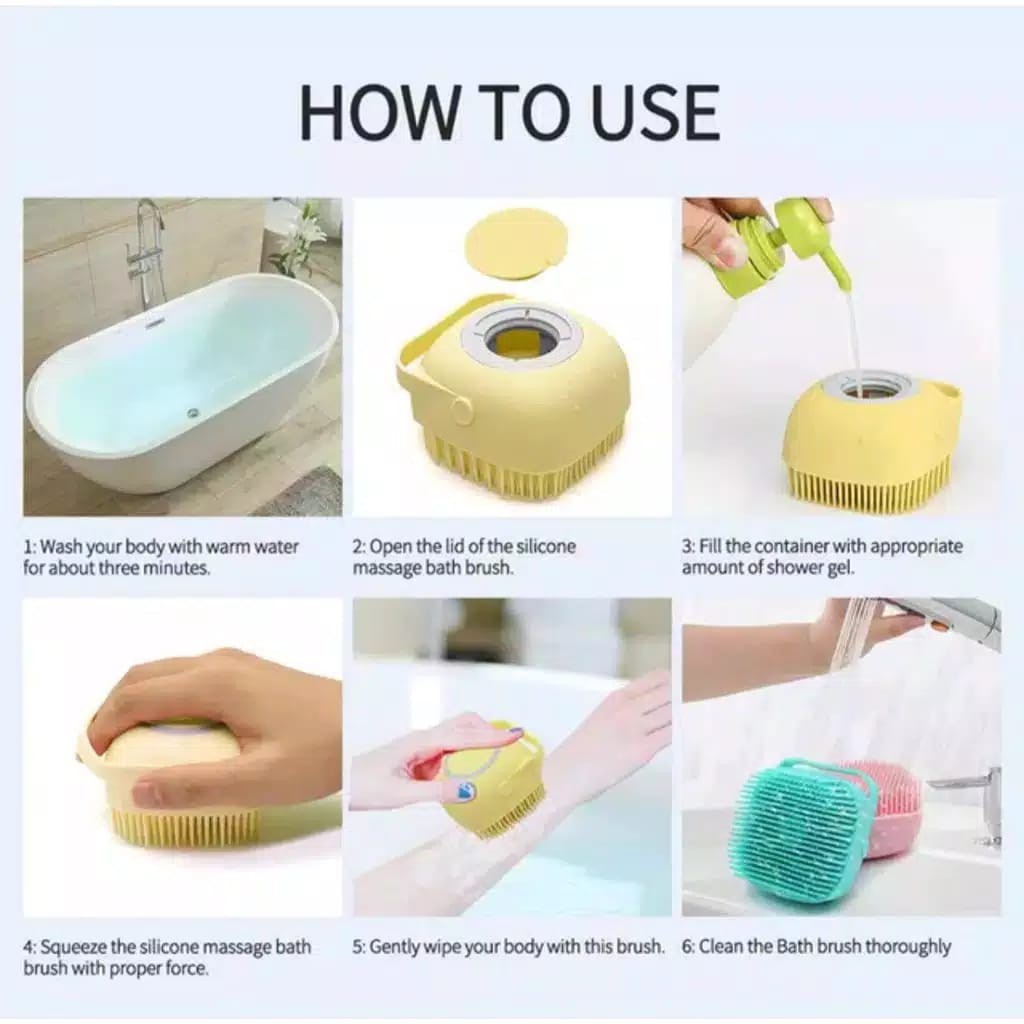 &lt;^ SJA ^&gt;  sikat mandi silikon portable tabung /Spons Mandi Bath Sponge Sabun Batang Cair 2In1 Sikat Spons BadanNEW