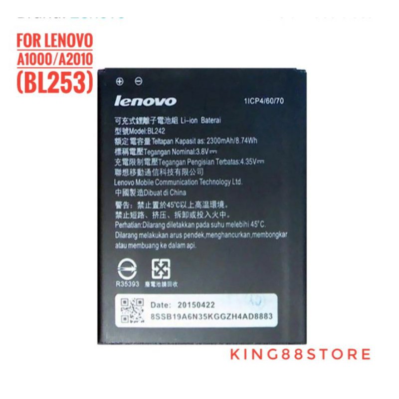 BATTERY BATERAI BATRE LENOVO A1000 A2010 BL253 ORIGINAL 100%