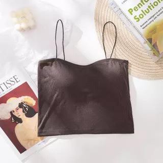 ♕ Tmall ♕ TM-059 TANKTOP BRA WITH CUP  BH SINGLET WANITA IMPORT ATASAN WANITA TERBARU-COFFEE