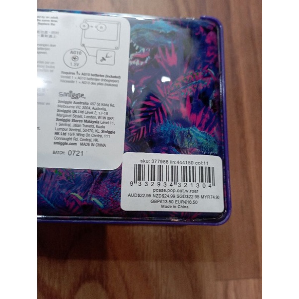 

tempat pensil smiggle ungu dinosaurus