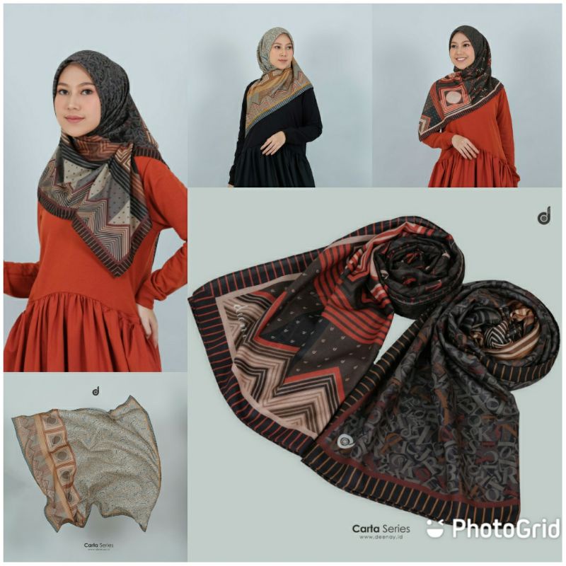 HIJAB DEENAY CARTA RED OLIVE DARK GREY ORIGINAL DEENAY 100%