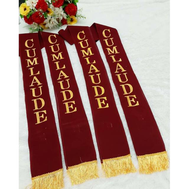 Selempang wisuda rumbai (Tanpa Logo) / selempang cumlaude / selempang makassar / selempang bludru