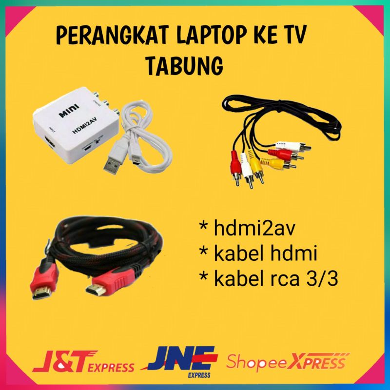 Jual HDMI LAPTOP KE TV TABUNG PAKET KABEL HDMI HDMI2AV HDMI TO AV