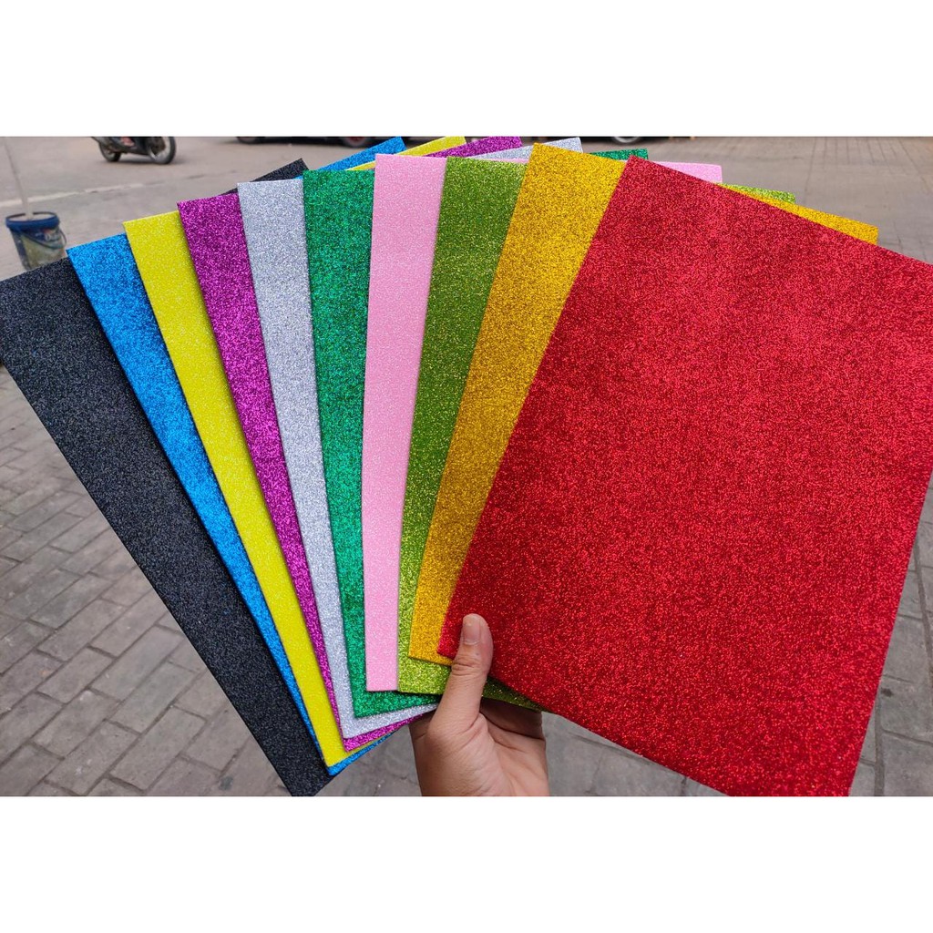 

Dck glitter busa foam ukuran a4 isi 10 warna glitter