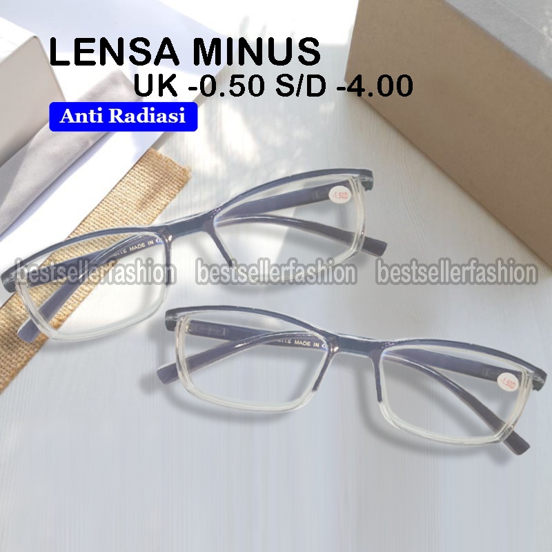 Kacamata Anti radiasi Blueray Lensa Minus (-) Kacamata Baca Minus -0.50 s/d +4.00 Pria Wanita Kaca mata Minus Frame Half Rim / Kacamata Baca Fashion Terbaru / Kacamata Dewasa / Kacamata Mines