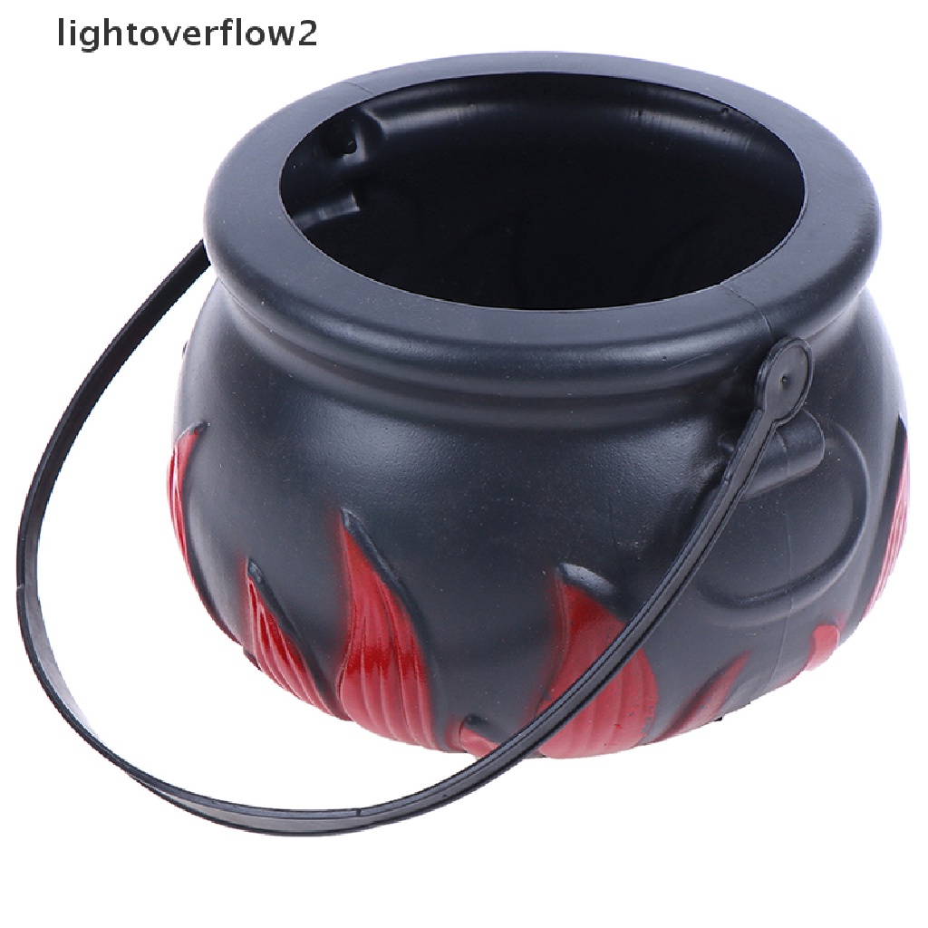 [lightoverflow2] Halloween Candy Kettles Pot Halloween Cauldron Bucket With Handle Kids Toy [new]