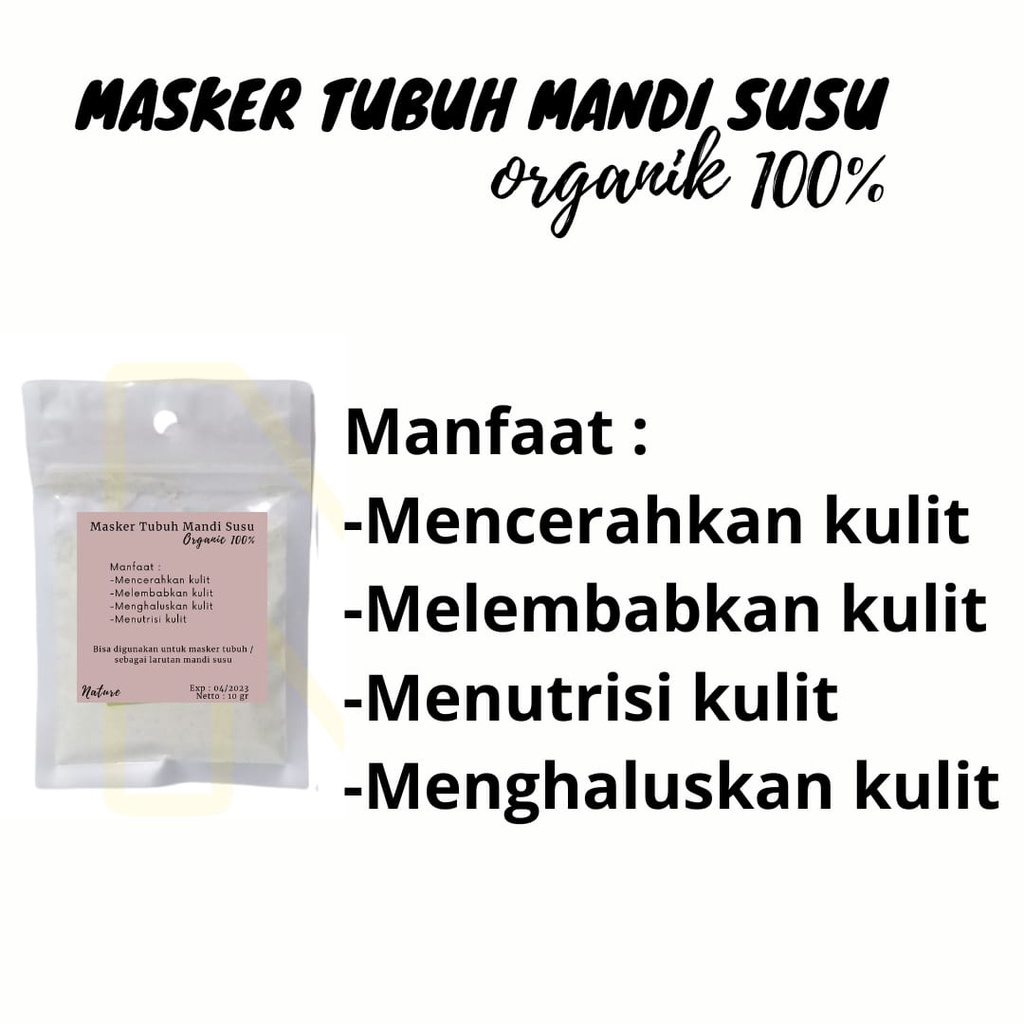 (SATUAN) MASKER TUBUH MANDI SUSU ASELI KERATON /LULUR TUBUH /MASKER TUBUH SUSU PENCERAH TUBUH 10GR