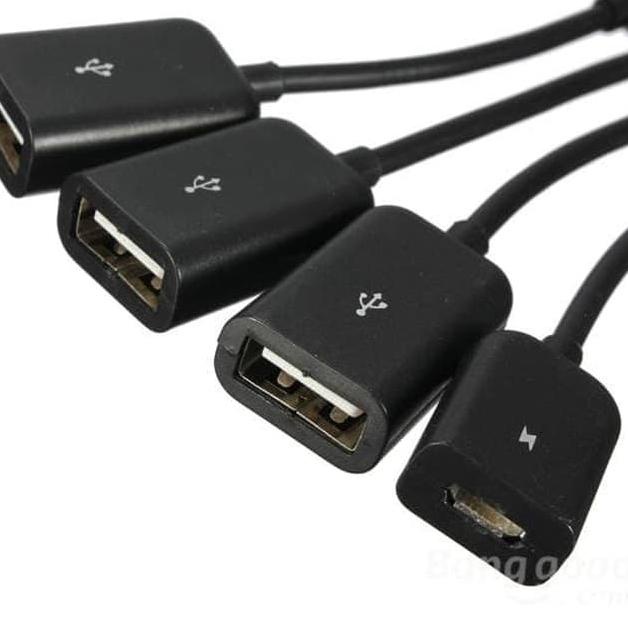 USB Hub 3 Cabang Multifunction Micro USB OTG Hub 4 in 1 Data Cable & Charge - M3H4