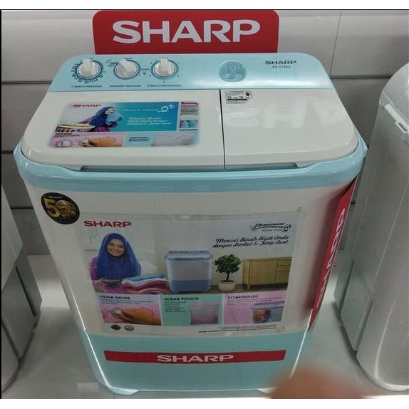 SHARP Mesin Cuci 2 Tabung 7.5 Kg ES-T79SJ Hijab Mode EST79SJ Twin Tub