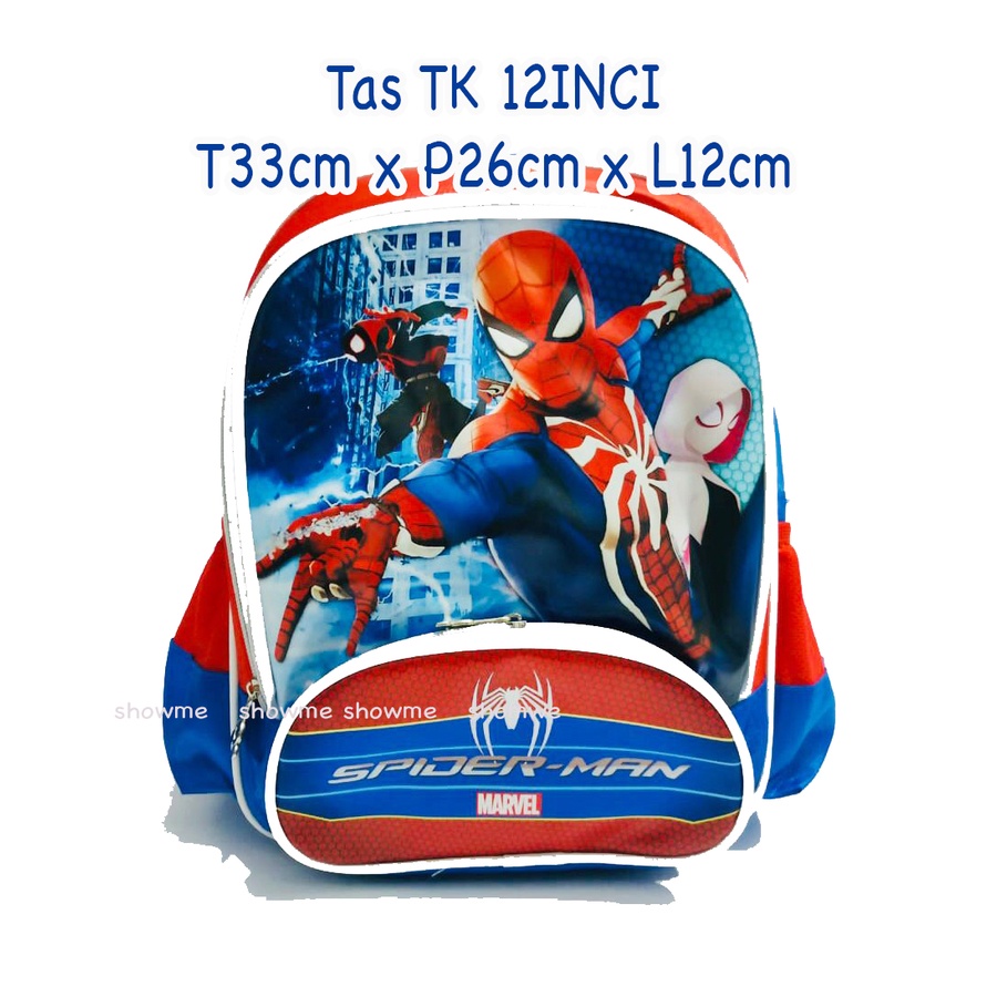 Showme Tas Ransel Anak Sekolah TK 12,5inci Karakter Spiderman