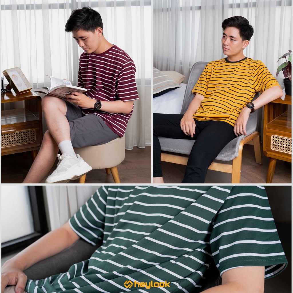 HEYLOOK Project - Kaos Stripe Pria Wanita Kaos Garis HORIZONTAL Distro unisex