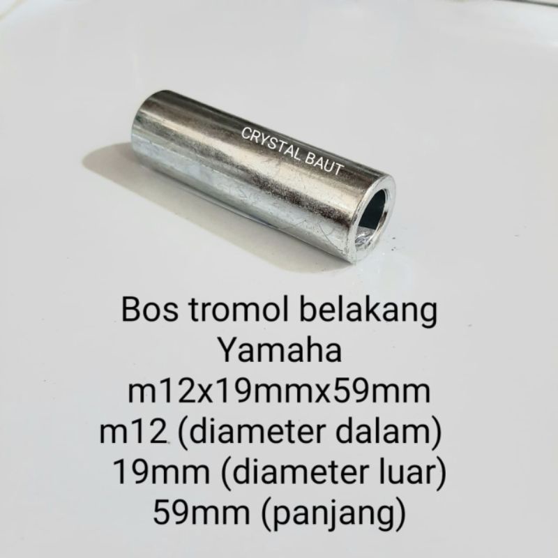 Bos Tromol Belakang Yamaha Bebek Diameter Lobang m12 x Panjang 59 Mili