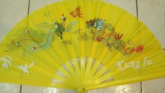 Kipas Dragon Phoenix KungFu Gagang Plastik Seri Warna