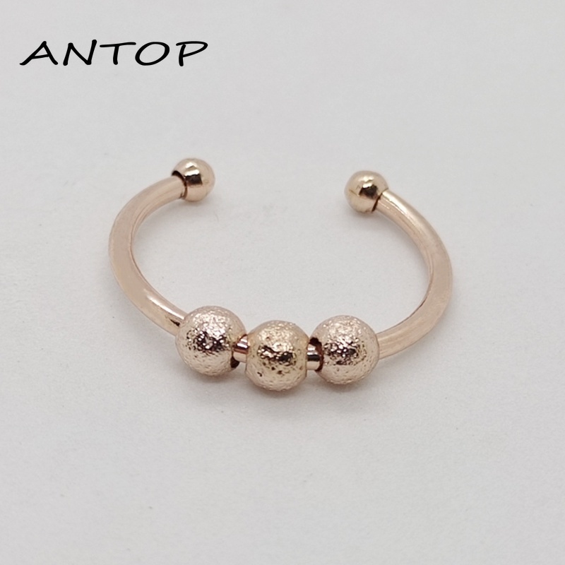 Korea Fashion Manik Cincin Emas Cincin Terbuka Dapat Disesuaikan Sederhana Buram Aksesoris Wanita Perhiasan Elegan ANTOP