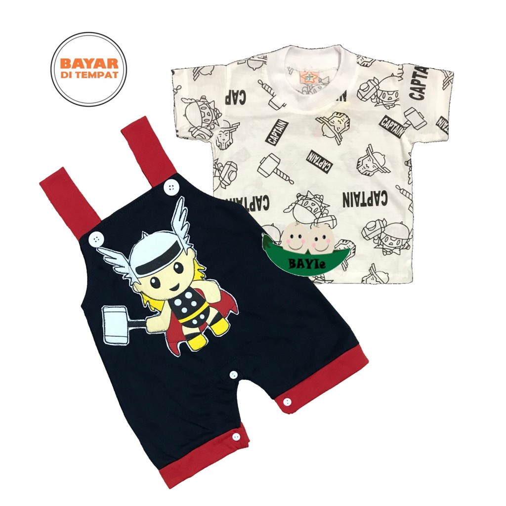 BAYIe - Baju Bayi/Anak lengan Pendek Model Jumper/Romper/Hansop motif CAPTAIN LITTLE/Baju Kodok Anak