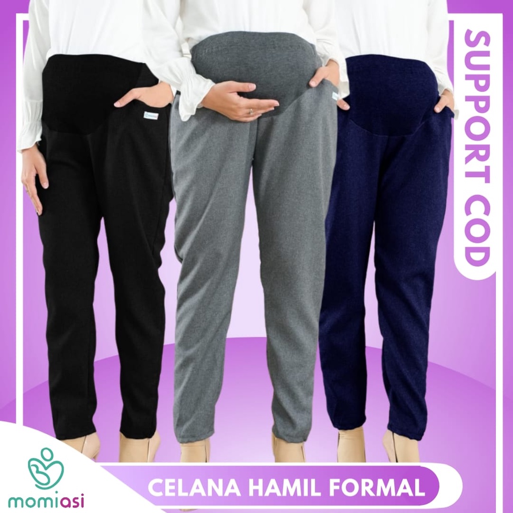 Momiasi - Celana Hamil Bumil Wanita Kerja Kantor Formal Jumbo Maternity Pants Office Premium