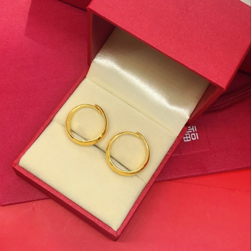 Cincin Yang Dapat Disesuaikan Dengan Bukaan Mengkilap Berlapis Emas 24K Yang Bergaya Sederhana Untuk Pria dan Wanita