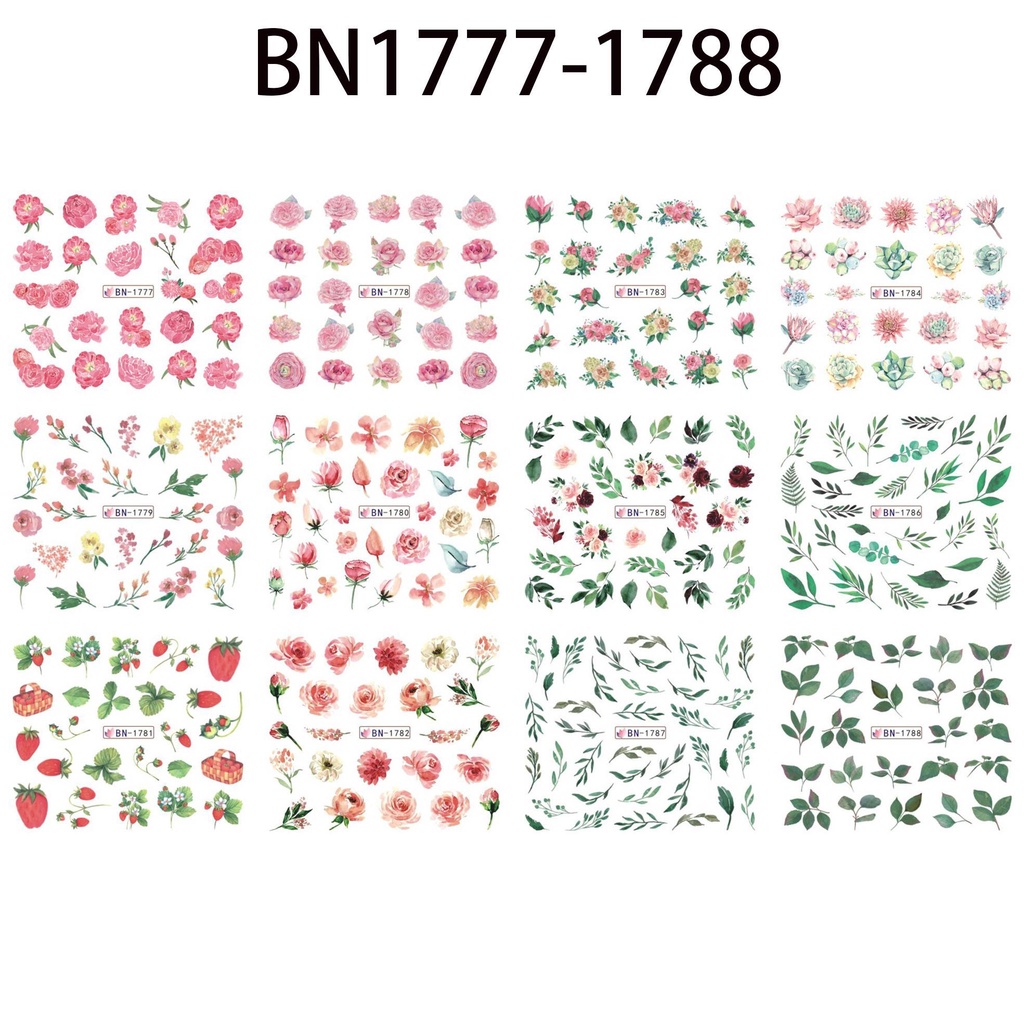 R-flower Stiker Nail Art Bunga Desain Nail Art Peony Untuk Manicure Summer Dekorasi Kuku Stiker Kuku