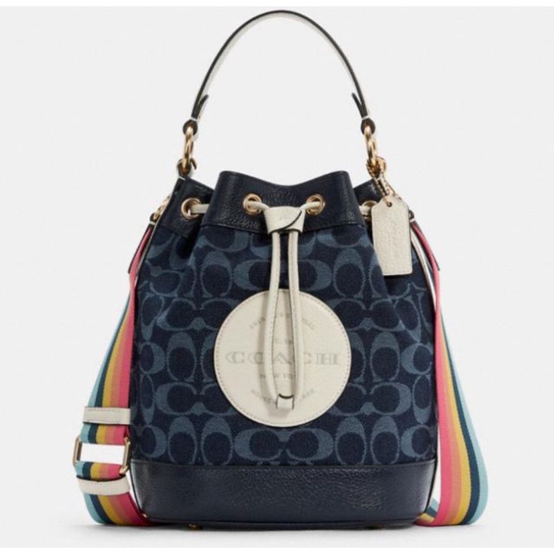 Coach Dempsey Drawstring Bucket Bag in Signature Denim (C4104)