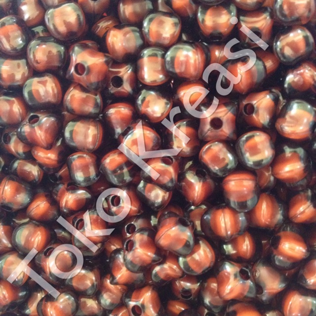 Mote / Manik isi bentuk belimbing 8mm warna coklat