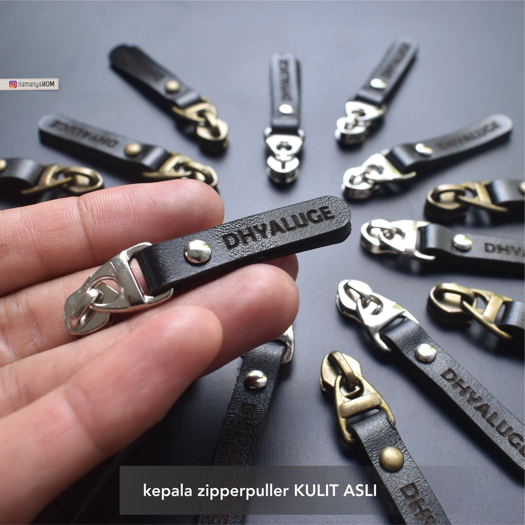 [Min.order 50pcs] Gantungan Resleting/Zipper Puller Kulit Asli Pull Up - CUSTOM DESAIN