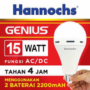 Lampu LED hannochs genius emergency / magic ac dc 15w 15 watt