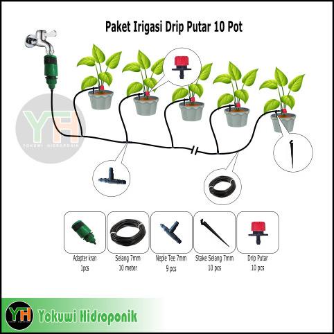 Paket Irigasi/ Adapter Kran/ Drip Putar/ Selang 7/ Stake Selang 7 BERMUTU