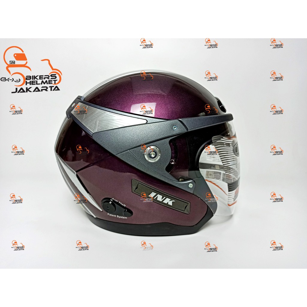 INK HELM METALICO SOLID PURPLE DOUBLE VISOR HALF FACE