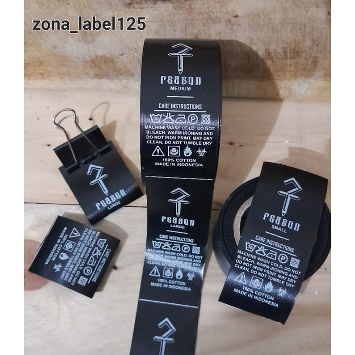 tag wash, label baju custom satin hitam lebar 4cm