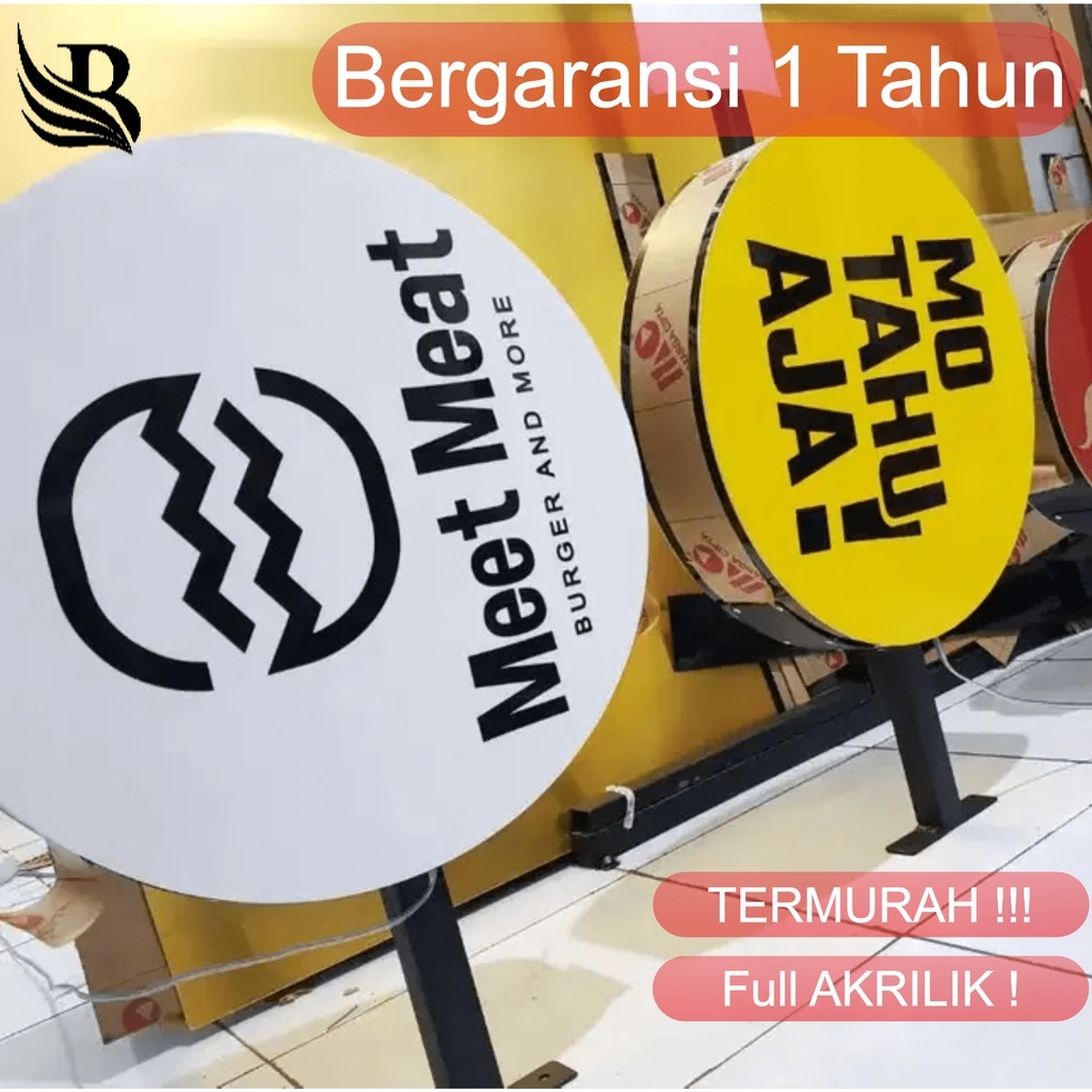 Neon Box Bulat/Kotak Dua sisi  neonbox  2 SISI PREMIUM