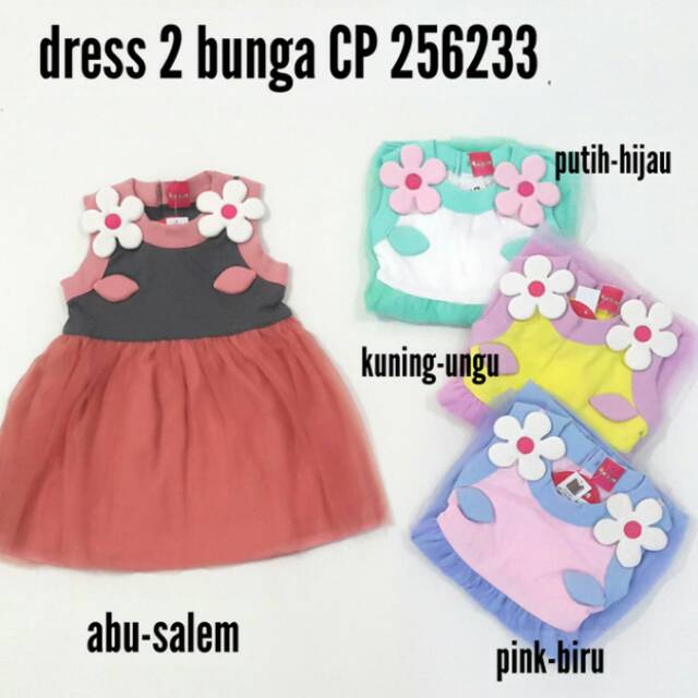 Dress tutu bayi  dua bunga Fashion anak bayi  perempuan  baju  