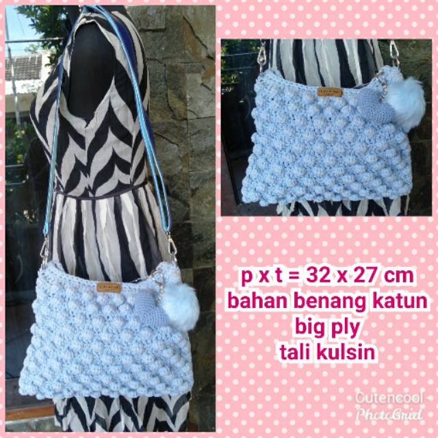 

Tas rajut biru bubble