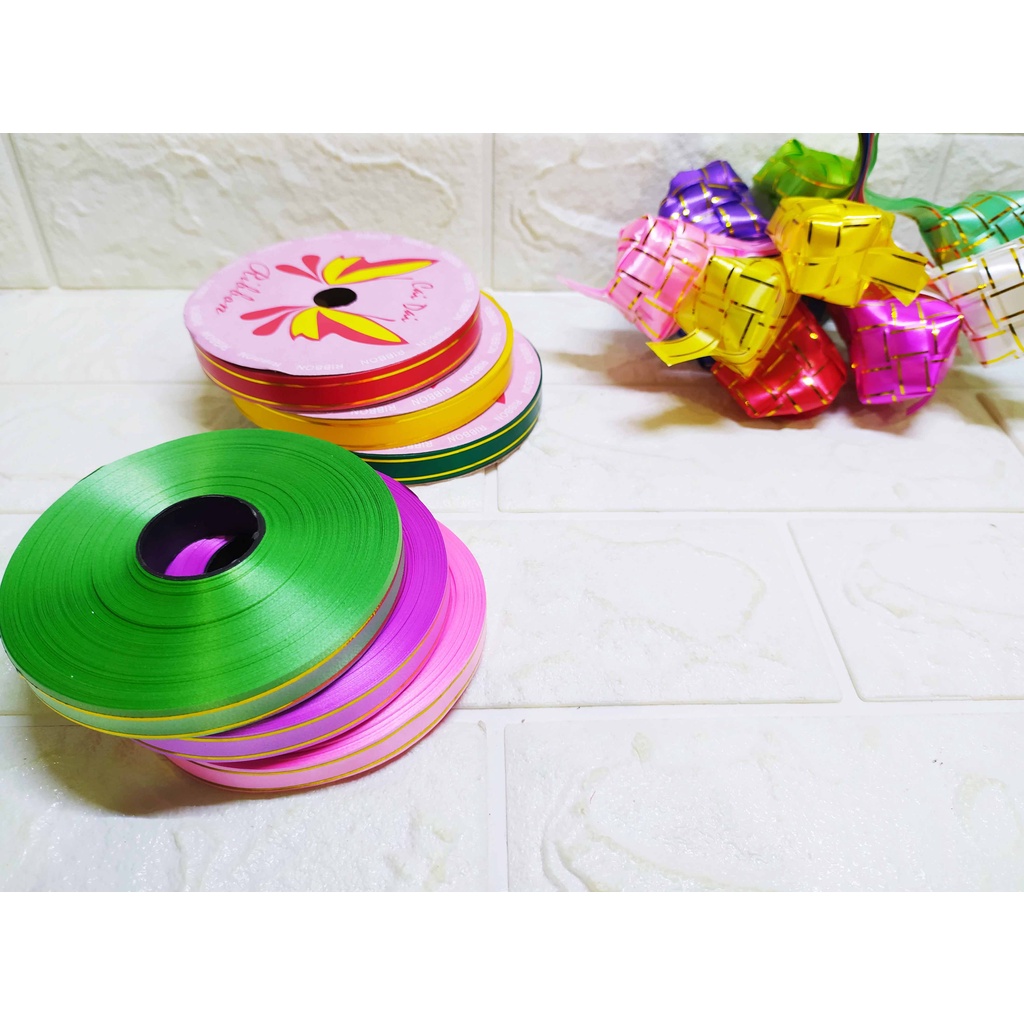 Pita Kado Jepang Lis Emas 1/2 Inch 50 yard Bahan Ketupat Hiasan Kado