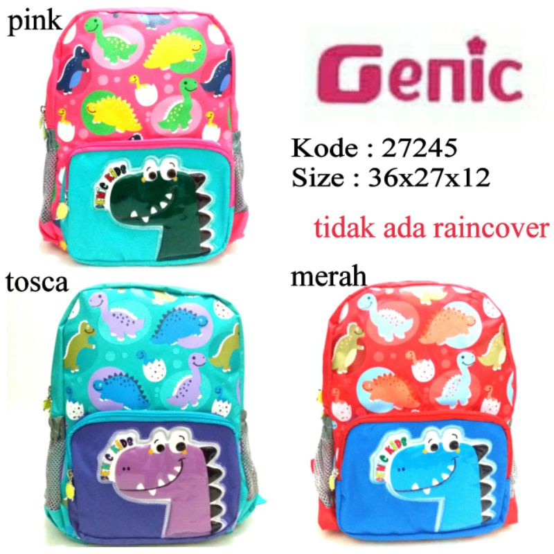 TAS RANSEL ANAK SEKOLAH TERBARU GENIC 27245 DINO WARNA PINK TOSCA DAN MERAH TERMURAH