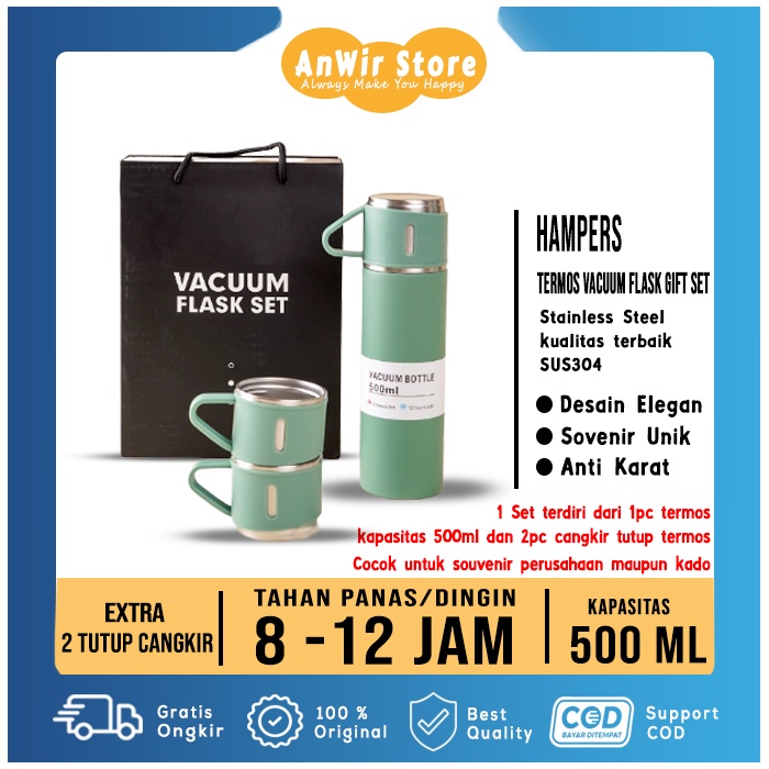 

HAMPER HAMPERS GIFT HADIAH UNIK PREMIUM SET TERMOS VACUM FLASH CANGKIR SET 500 ML SM94