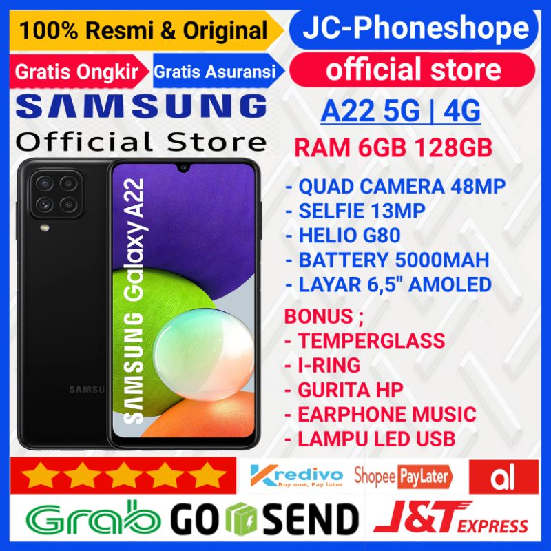 SAMSUNG A22 5G & 4G RAM 6/128GB GARANSI RESMI SEIN - BONUS