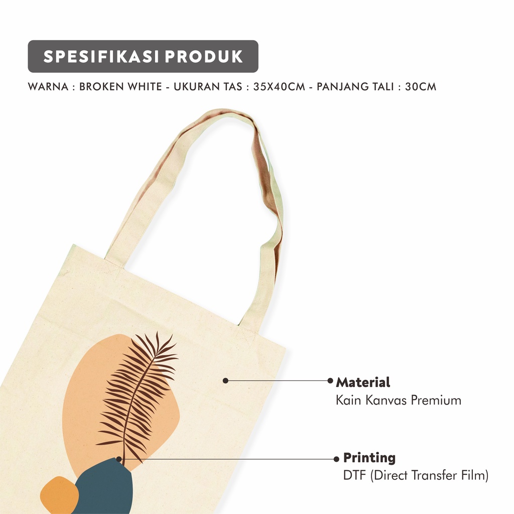 Sevine Tote Bag Kanvas Tas Fashion Totebag Wanita DTF Printing Nordic Aesthetic Series - KPA9