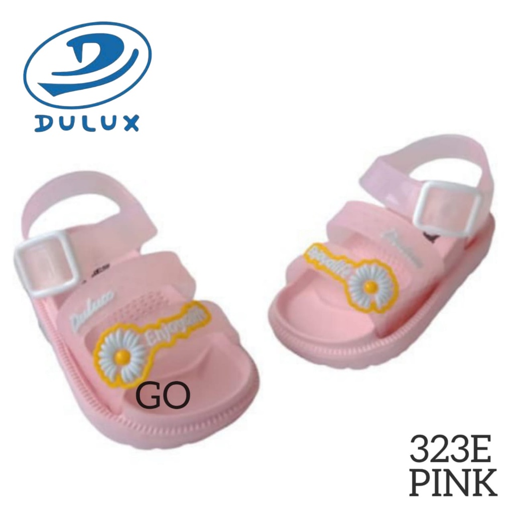 gof DULUX 323ED GN  Sandal Ban 2 Flower Anak Perempuan Tali Belakang Anak Sandal Bayi Lucu