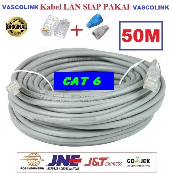 Kabel Lan Vascolink Cat 6 50 meter Siap Pakai/50M / 50meter UTP