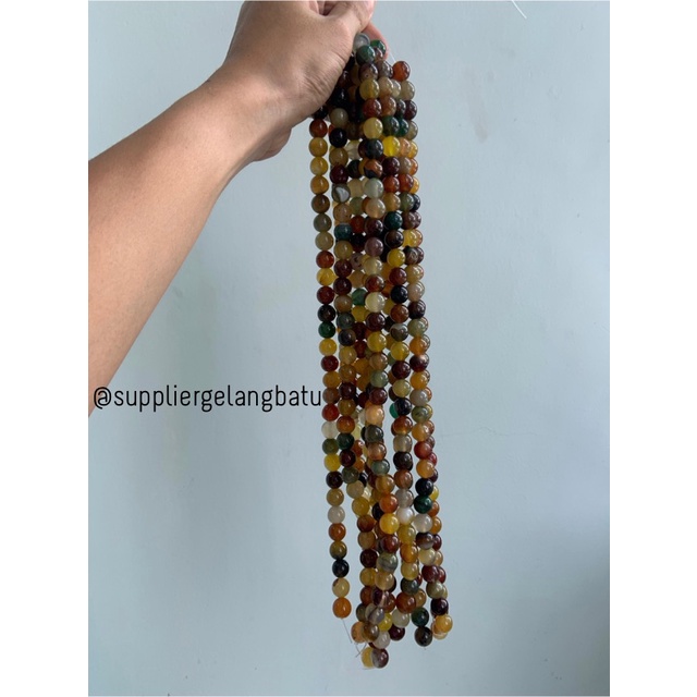 bahan manau madu 12mm kuning cokelat hijau natural renceng batu alam