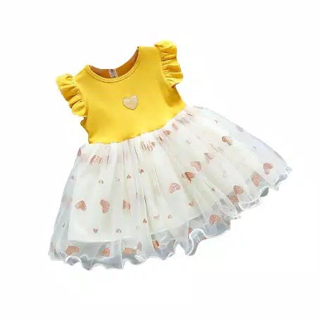 gos  DRESS IMPORT MORE HEARTS 823 EBV Baju Dress Anak Perempuan Import