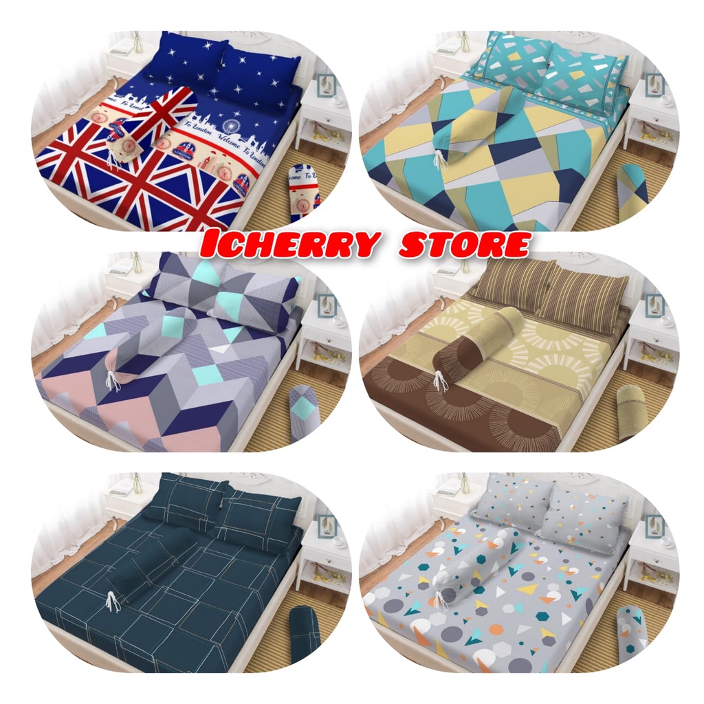 Set 3in1 Sprei VITO 3D King 180x200 Queen 160x200 Single  120x200 Motif London England Bendera Inggr