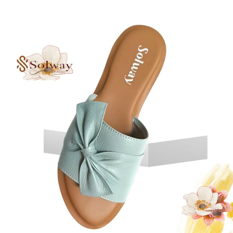 sandal kulit asli cewek sendal flat leather original wanita