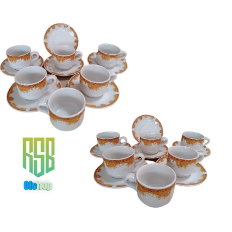 12 PCS CANGKIR SET LILIA/CANGKIR MOTIF MAHKOTA/GELAS KOPI BATIK/CANGKIR SET KERAMIK/GELAS KADO