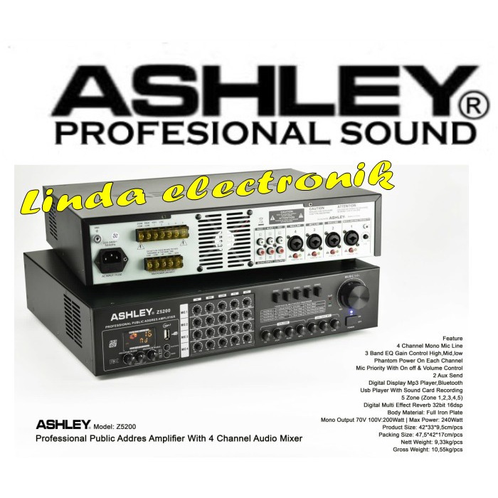 Amplifier publik Mixer Ashley z5200 ashley z 5200 Original