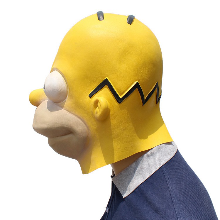 TOL-25 topeng latex karet kepala homer simpsons head mainan prank halloween