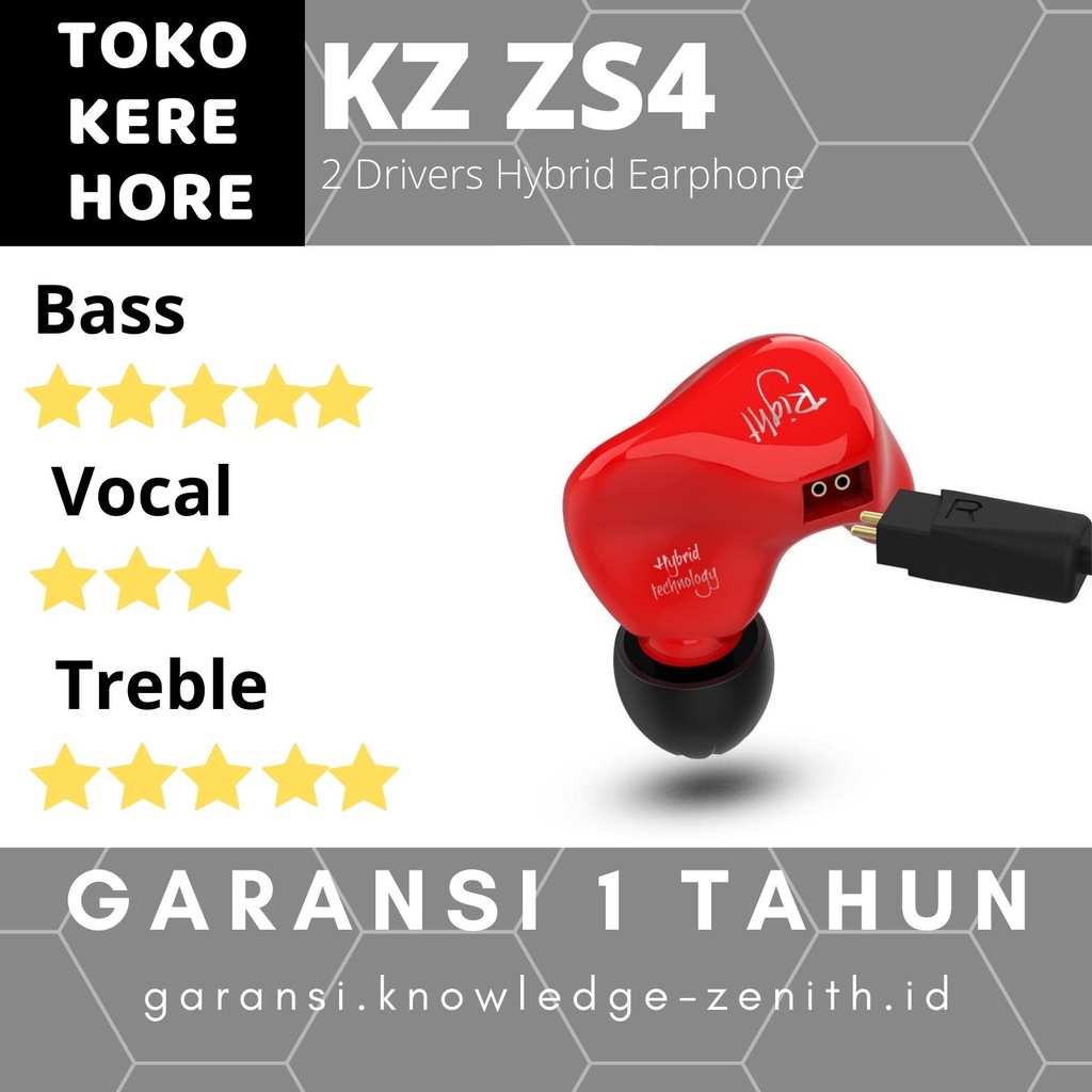 Knowledge Zenith KZ ZS4 Dual Driver Earphone with mic