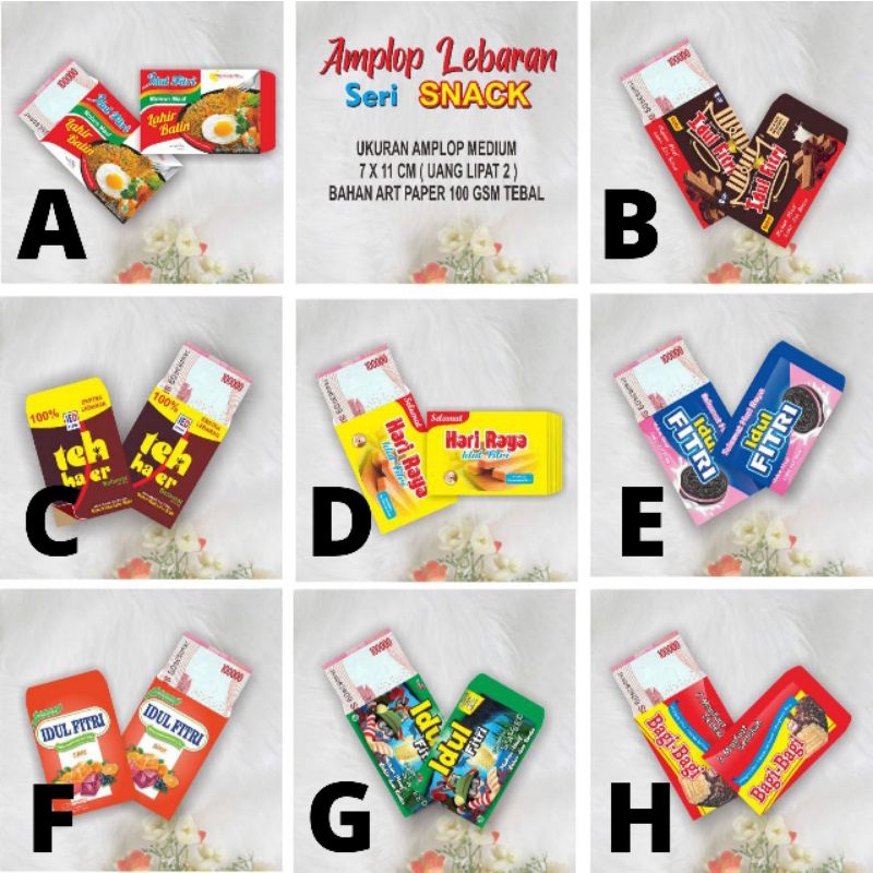 

TERLARIS! AMPLOP LEBARAN MOTIF SNACK LUCU UNIK
