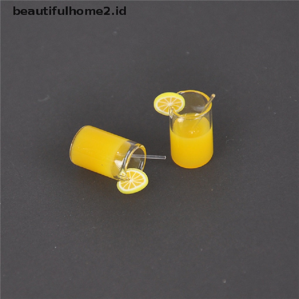 (beautifulhome2.id) 2pcs Miniatur Gelas Air Lemon Skala 1: 12 Untuk Dekorasi Rumah Boneka